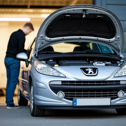 peugeot-207-capot-ouvert-personne-dos-garage