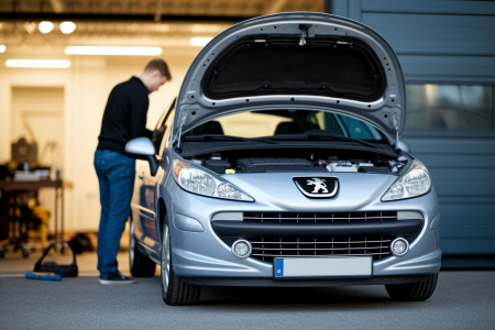 peugeot-207-capot-ouvert-personne-dos-garage